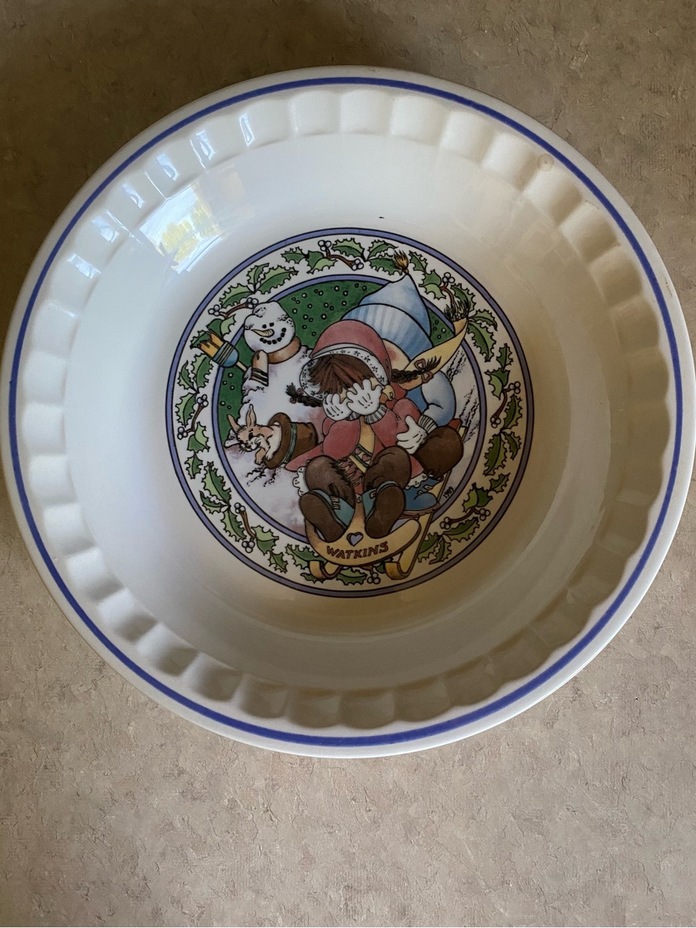 VTG 80s Watkins Country Kids Collectors Recipe Plate Fireside French Apple Pie